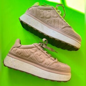 Ugg Marin Lace Logo Terry Platform Sneakers Pink US Women’s 9 EUC